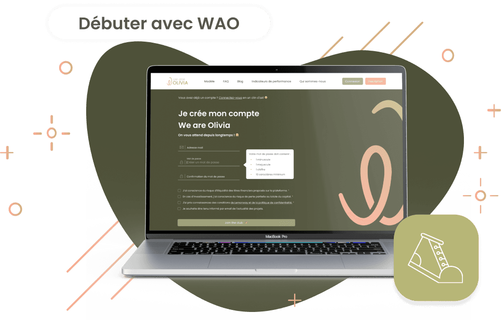 Image d'un écran d'ordinateur représentant la page de connexion de la plateforme We Are olivia